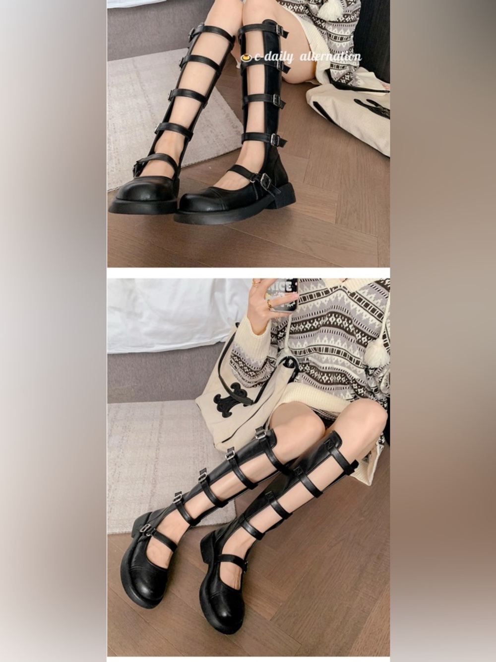 Black Multi-Strap Mary Jane Flats - Women's Stylish Comfort